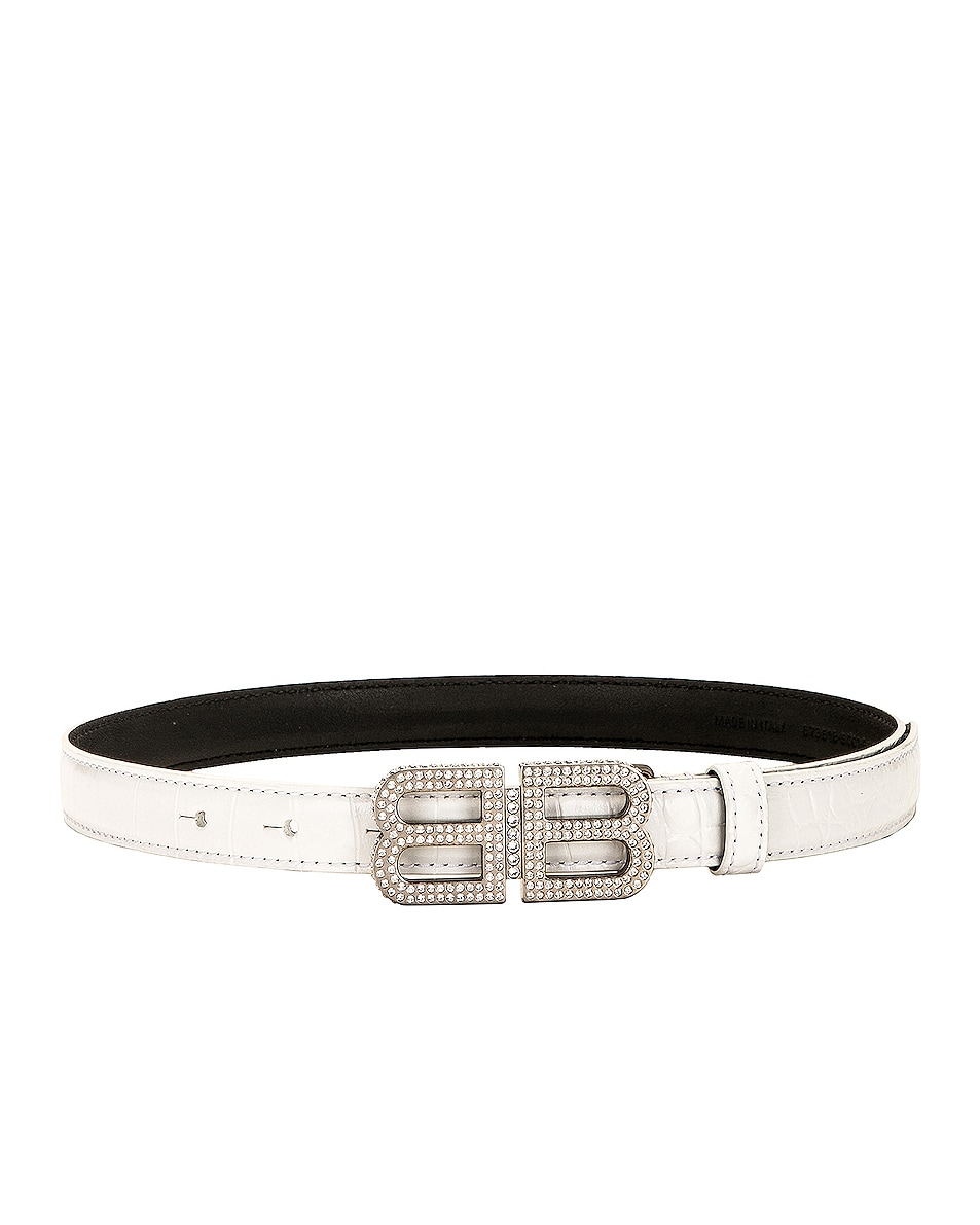 Image 1 of Balenciaga BB Hourglass Belt in Optic White