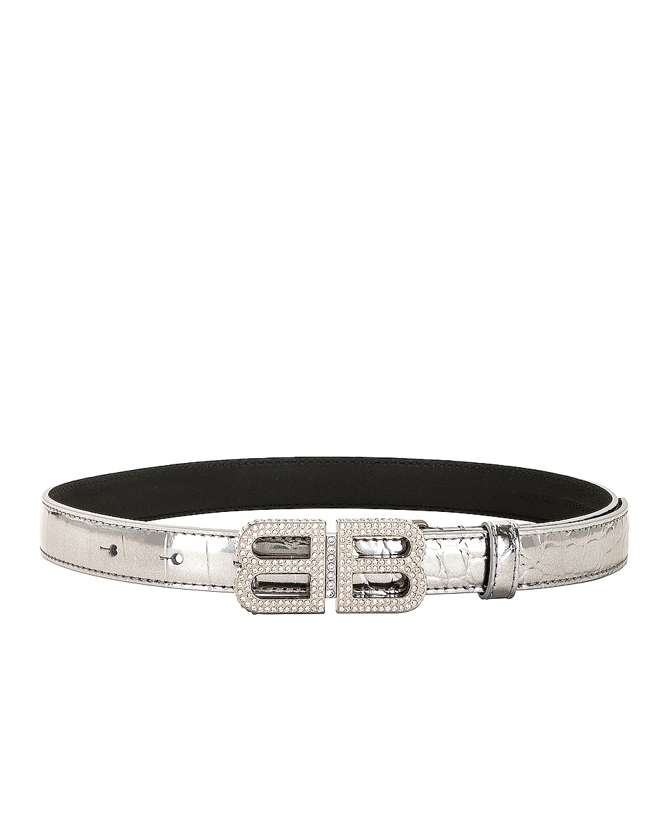 Image 1 of Balenciaga BB Hourglass Belt in Silver