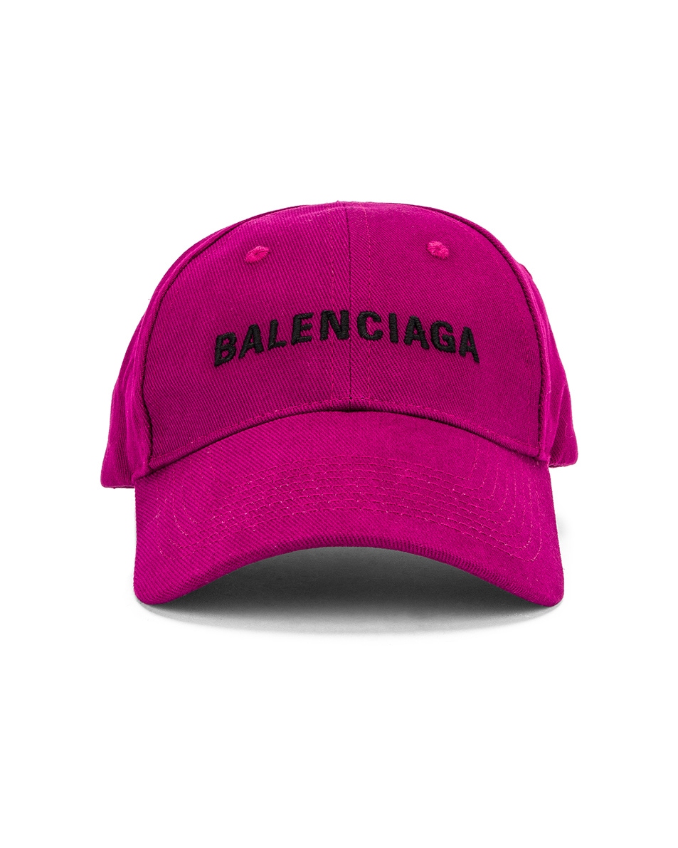 Image 1 of Balenciaga Adjustable Classic Baseball Hat in Amaranth & Black