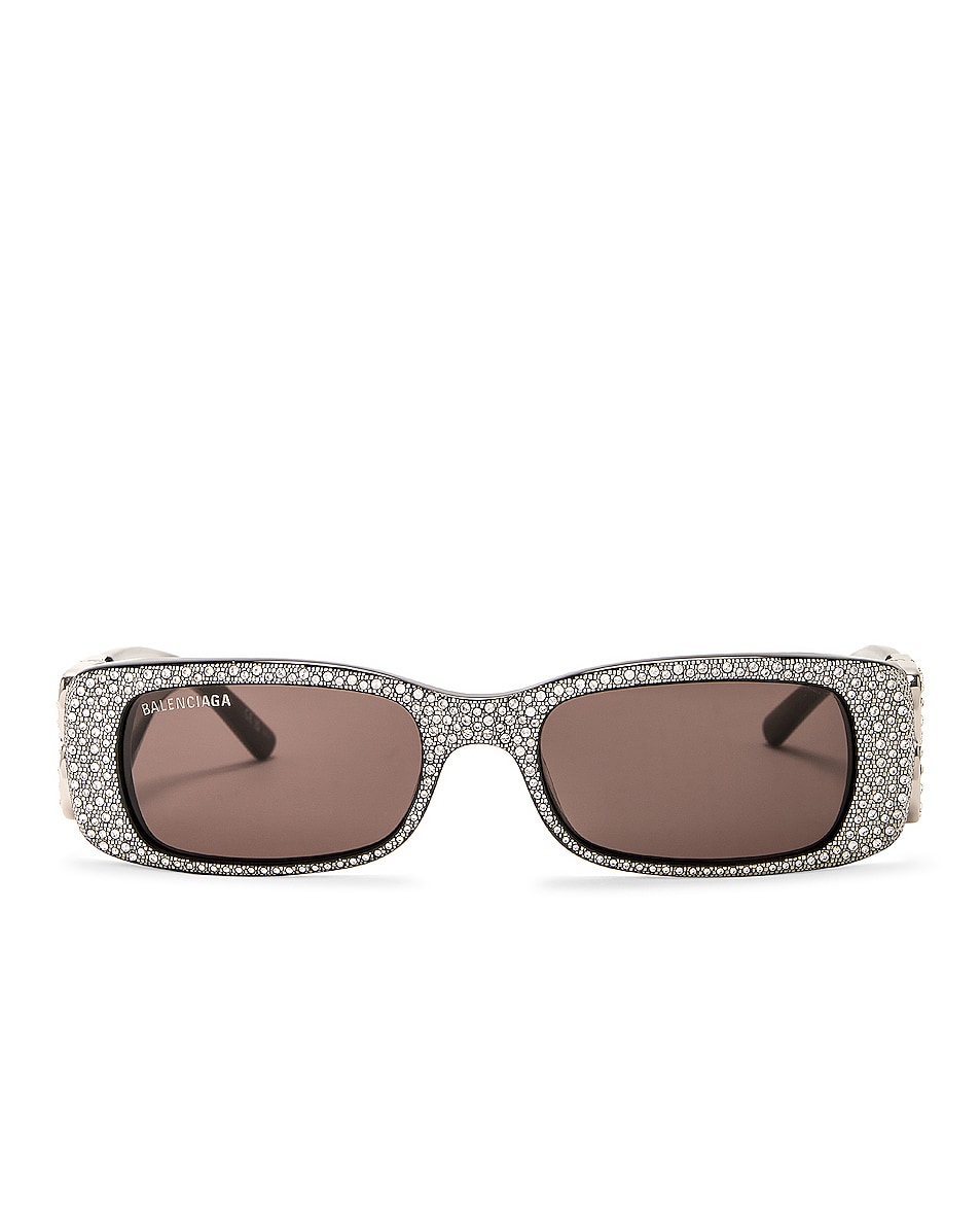 Image 1 of Balenciaga Dynasty Sunglasses in Black & Crystal Strass
