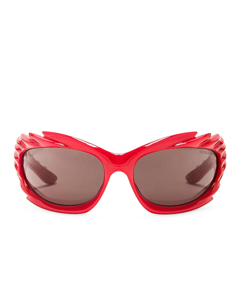 Image 1 of Balenciaga Spike Geometrical Sunglasses in Red