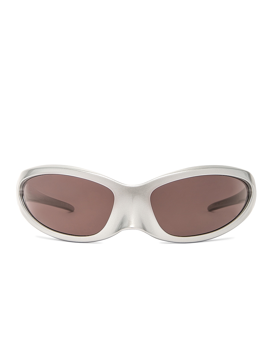 Image 1 of Balenciaga Wrap Sunglasses in Silver