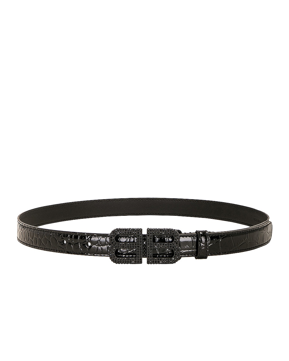 Image 1 of Balenciaga BB Hourglass Thin Belt in Black