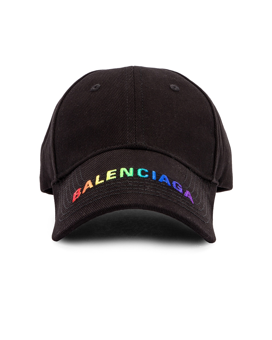 Image 1 of Balenciaga Adjustable Rainbow Baseball Hat in Black