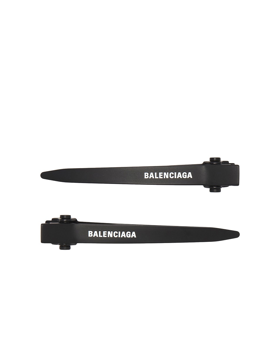 Image 1 of Balenciaga Holli Pro Hair Clip Set Of 2 in Matte Black & White