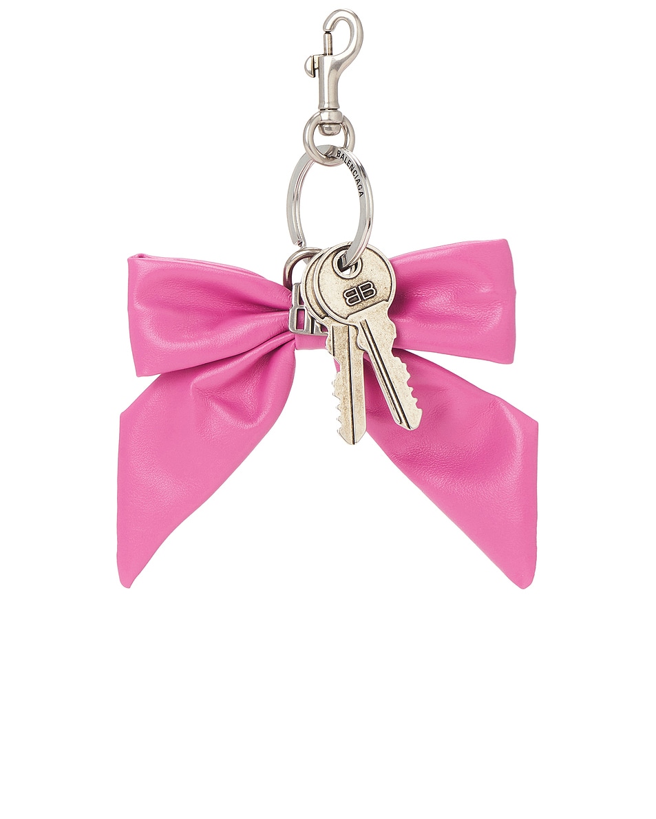 Image 1 of Balenciaga Bow Keyring in Pink & Gold