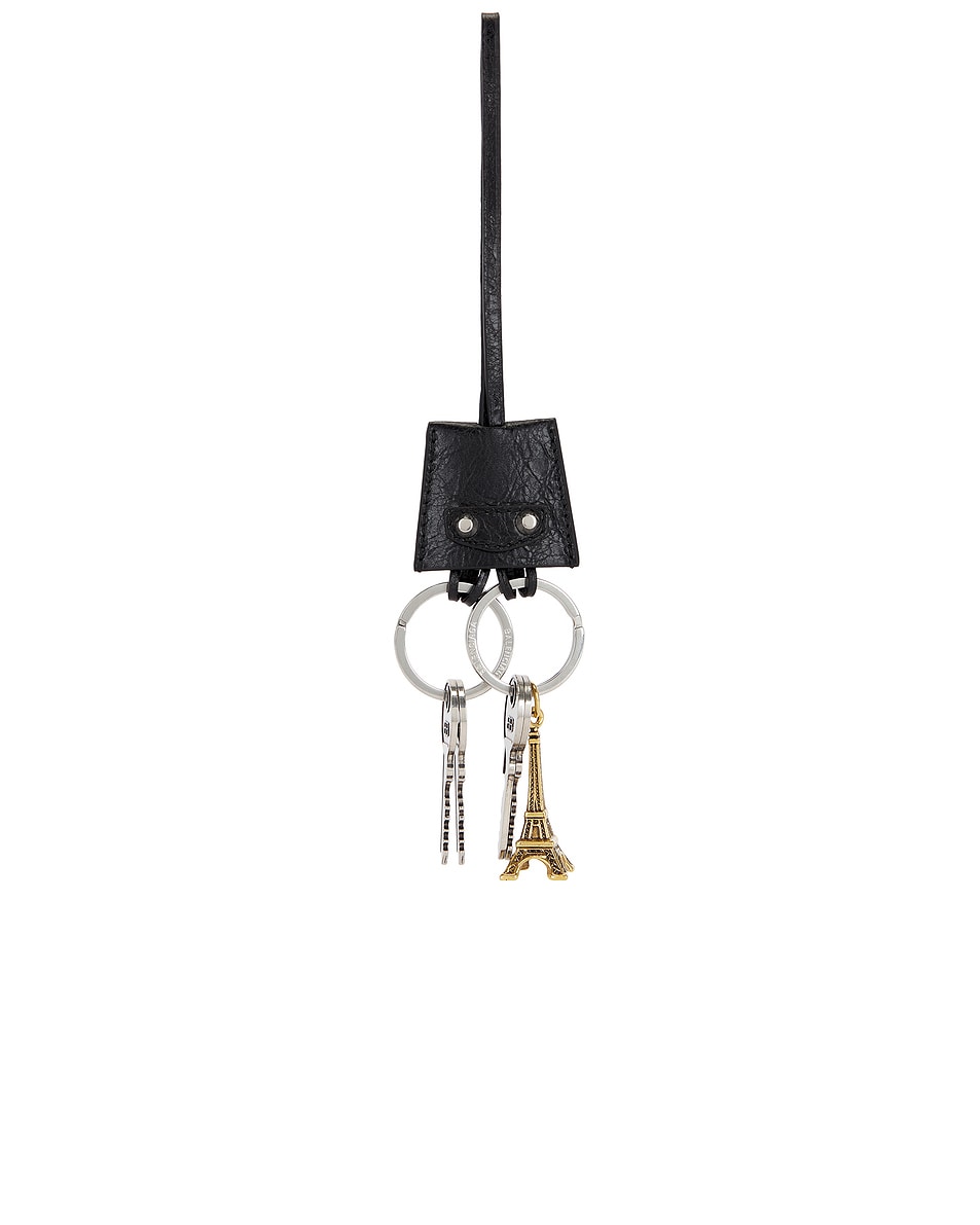 Image 1 of Balenciaga Le City Charm Eiffel Keychain in Black