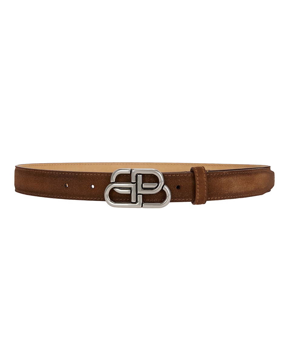 Image 1 of Balenciaga BB Thin 25 Belt in Camel