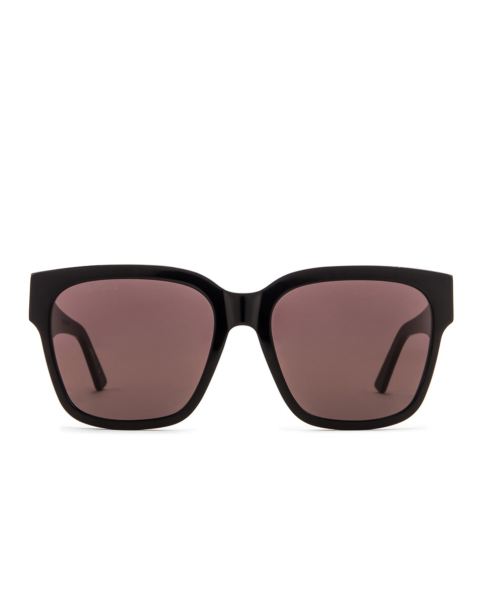 Image 1 of Balenciaga Acetate Square Sunglasses in Shiny Black & Grey