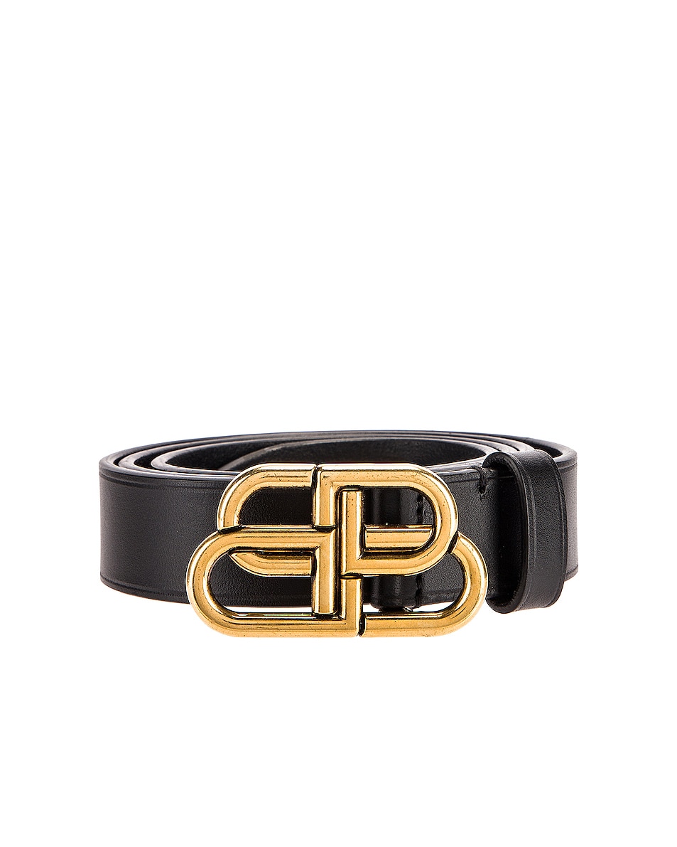 Balenciaga BB Thin Belt in Black | FWRD