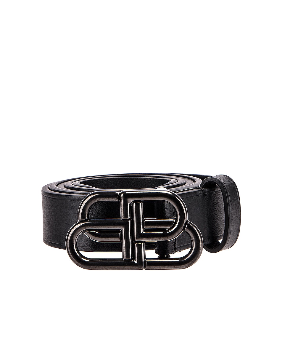Image 1 of Balenciaga BB Thin Belt in Black