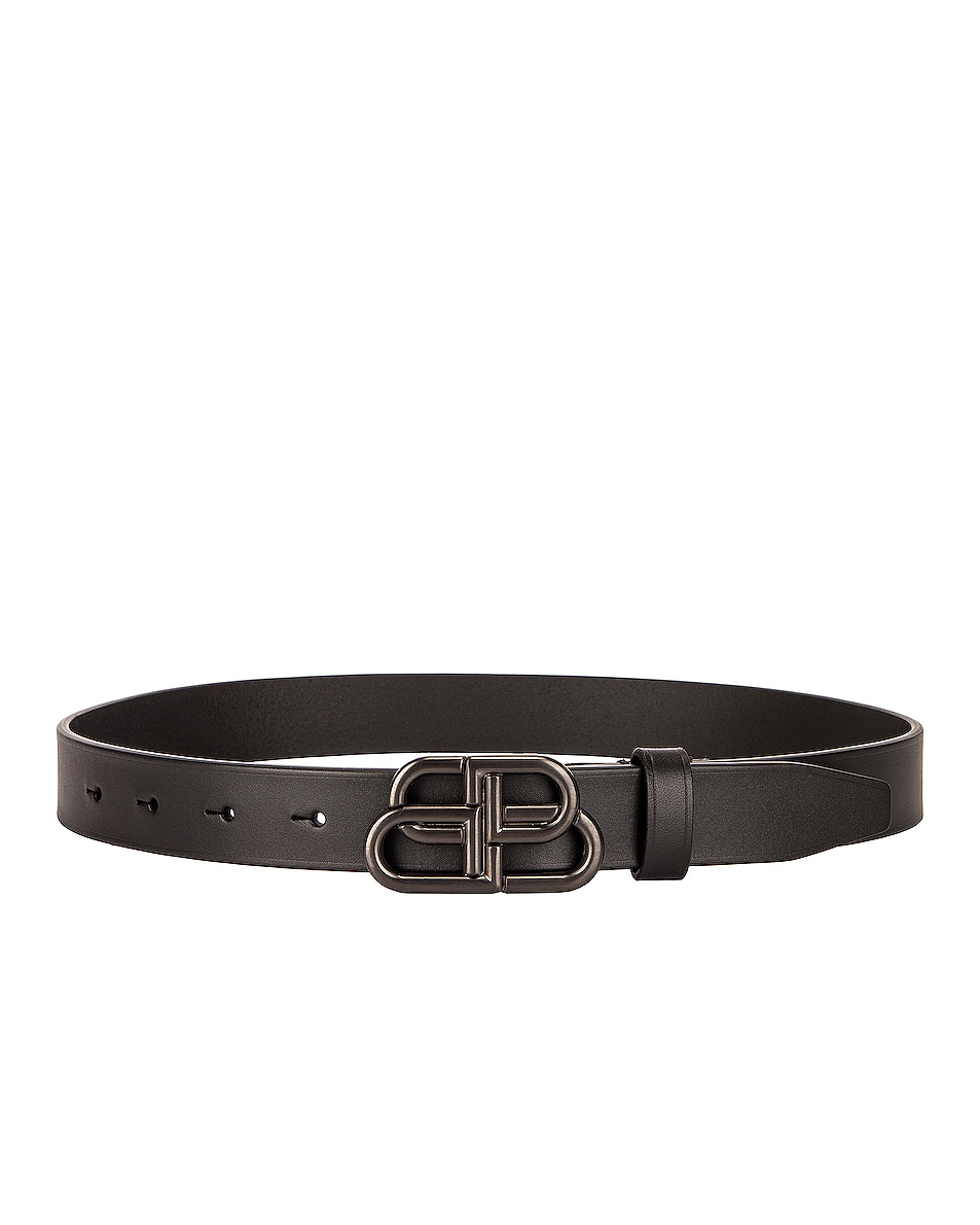 Balenciaga BB Thin Belt in Black | FWRD