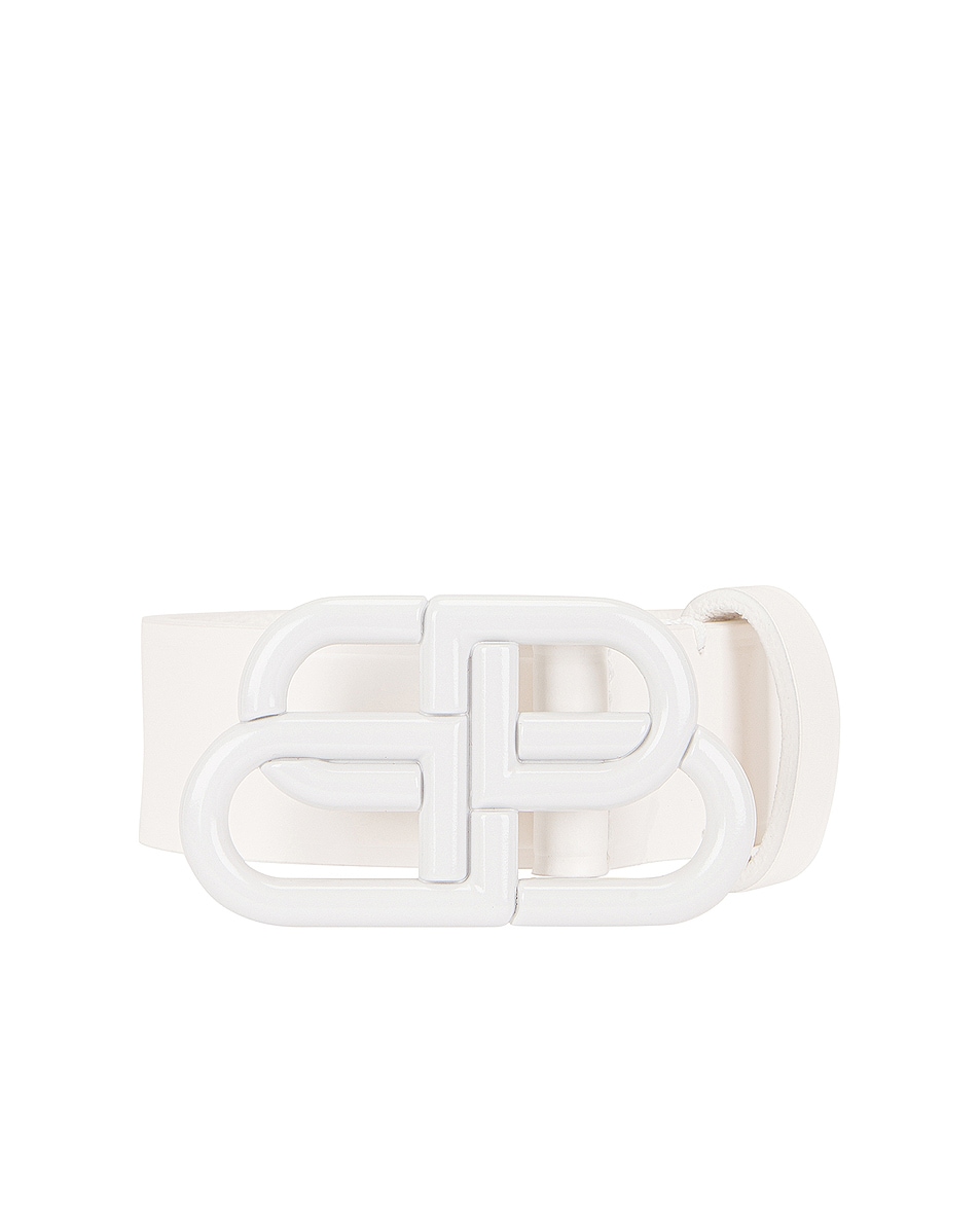 Image 1 of Balenciaga BB Thin Belt in White