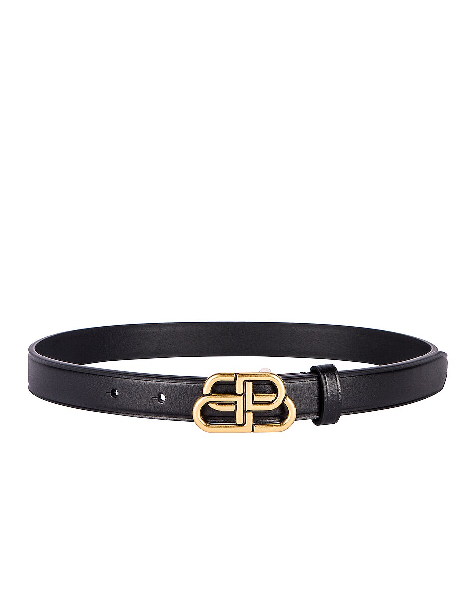 Image 1 of Balenciaga BB Extra Thin Belt in Black
