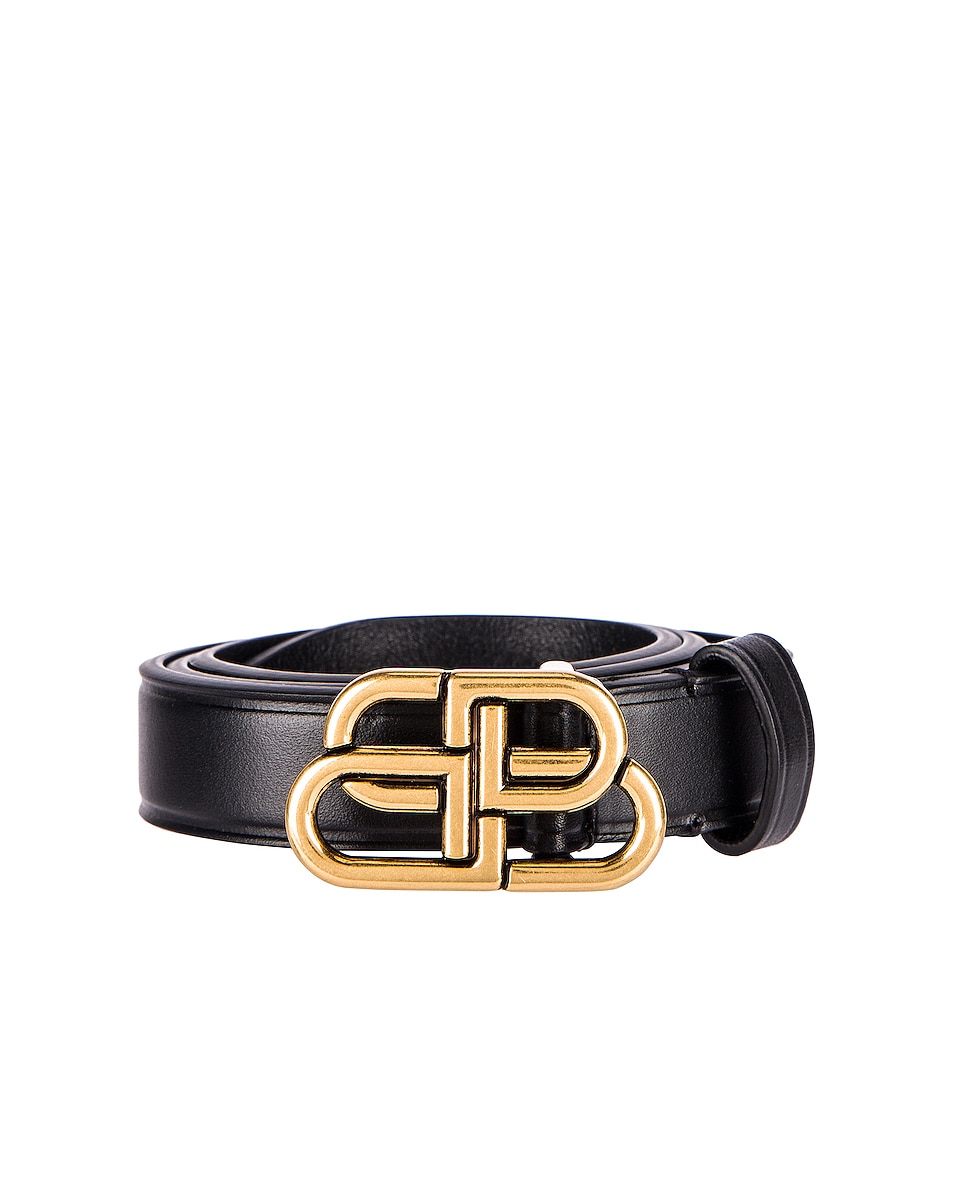 Balenciaga BB Extra Thin Belt in Black | FWRD