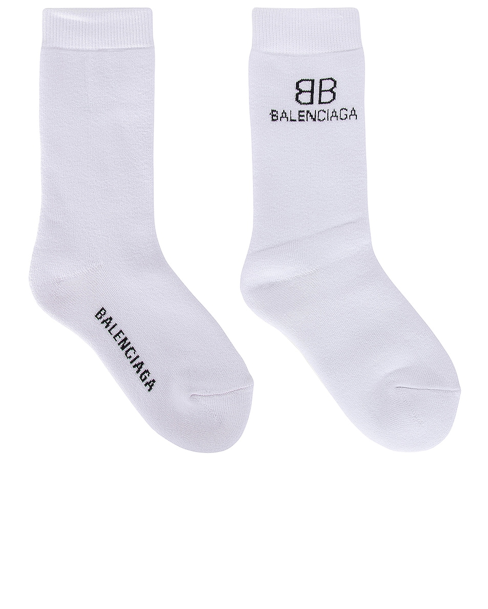 Image 1 of Balenciaga BB Socks in White & Black