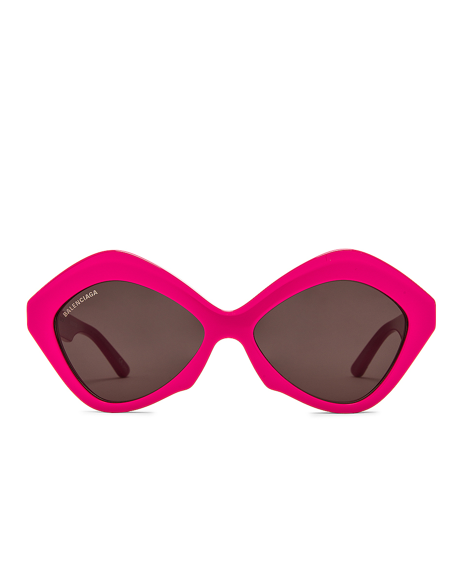 Image 1 of Balenciaga Power Cut Sunglasses in Shiny Solid Fuchsia