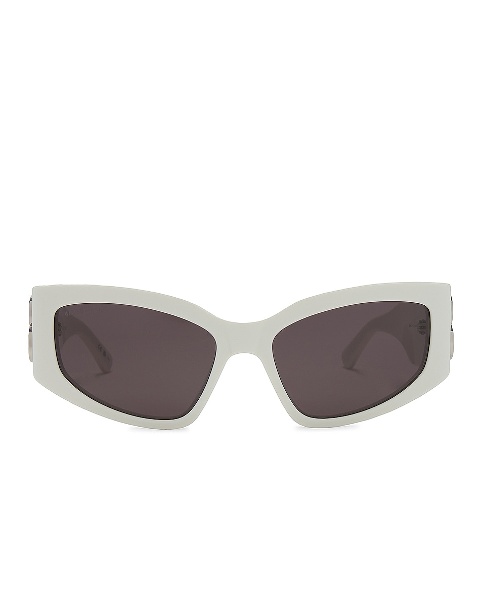 Image 1 of Balenciaga Rectangle Sunglasses in White & Grey