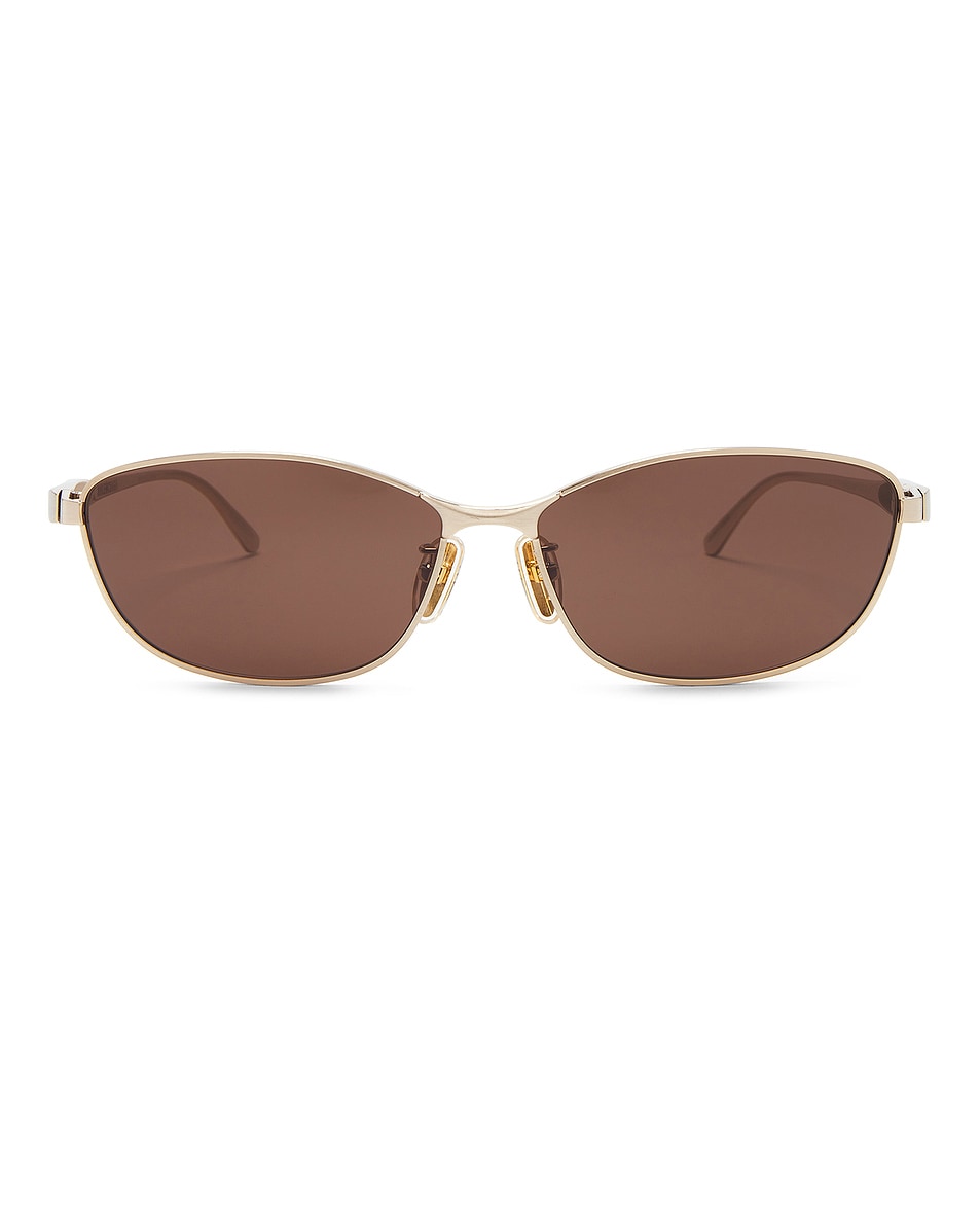 Image 1 of Balenciaga Rectangle Sunglasses in Gold & Brown