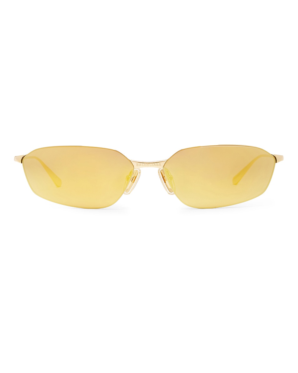 Image 1 of Balenciaga Rectangular Sunglasses in Gold