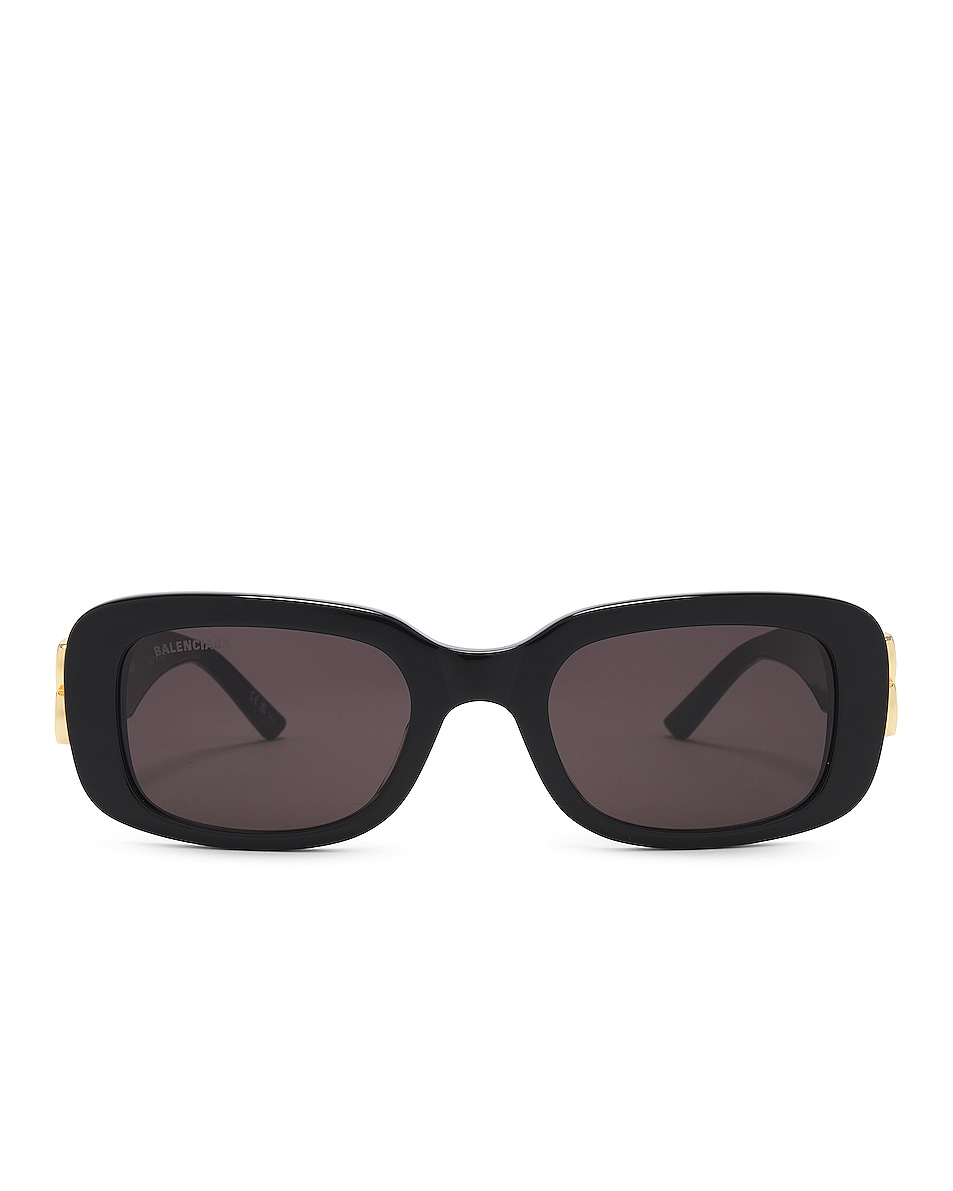 Image 1 of Balenciaga Dynasty Rectangular Sunglasses in Black & Grey