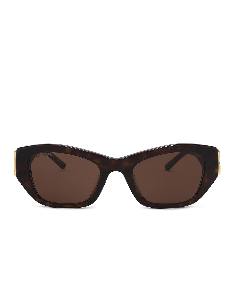 Image 1 of Balenciaga Rectangular Sunglasses in Havana & Brown