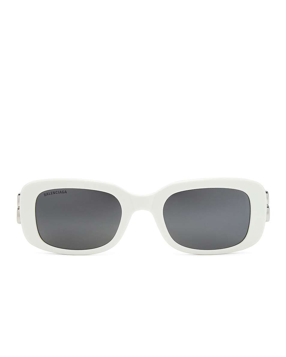 Image 1 of Balenciaga Rectangular Sunglasses in White & Silver