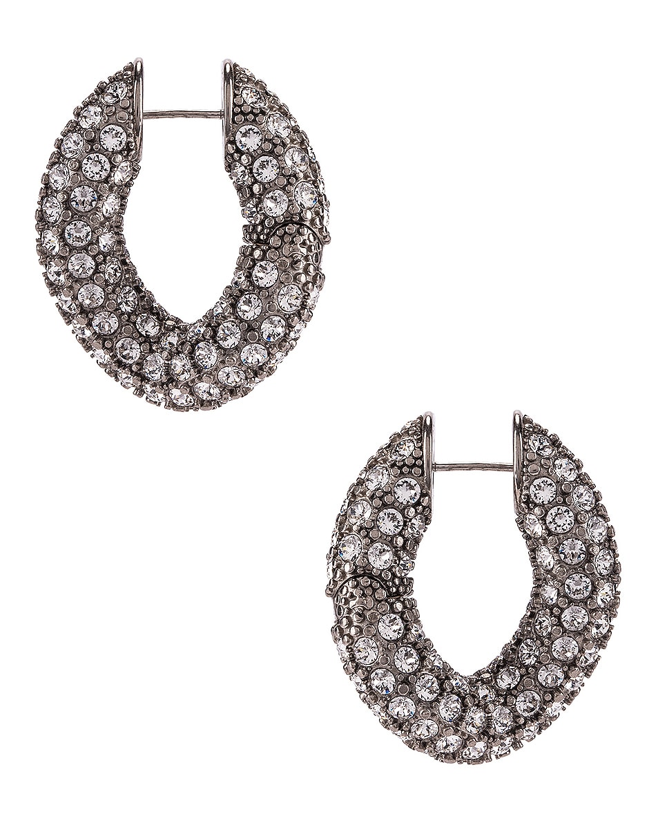 Image 1 of Balenciaga Strass Loop Earrings in Crystal & Antique Silver