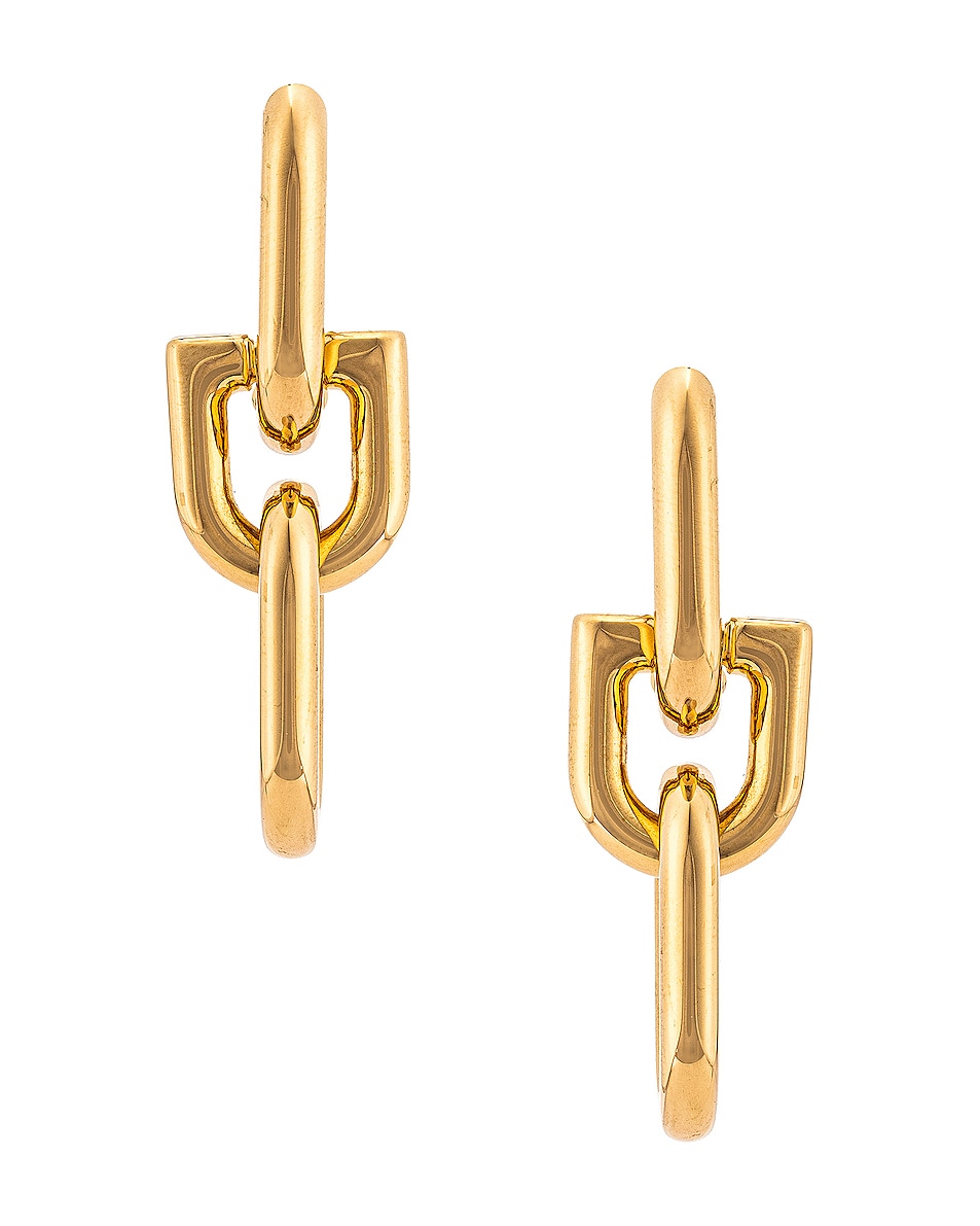 Image 1 of Balenciaga B Chain Earrings in Shiny Gold