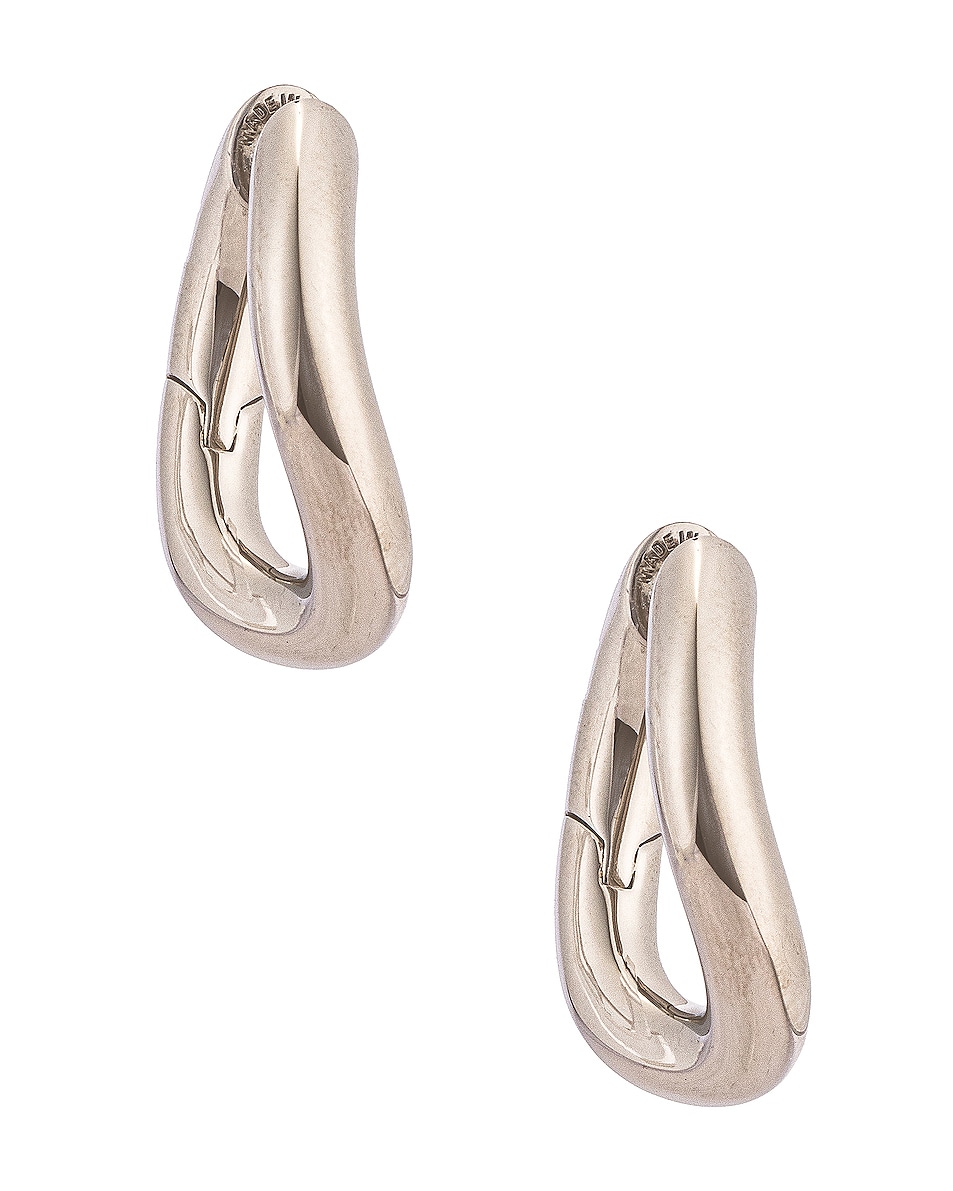 Image 1 of Balenciaga XS Loop Earrings in Shiny Silver