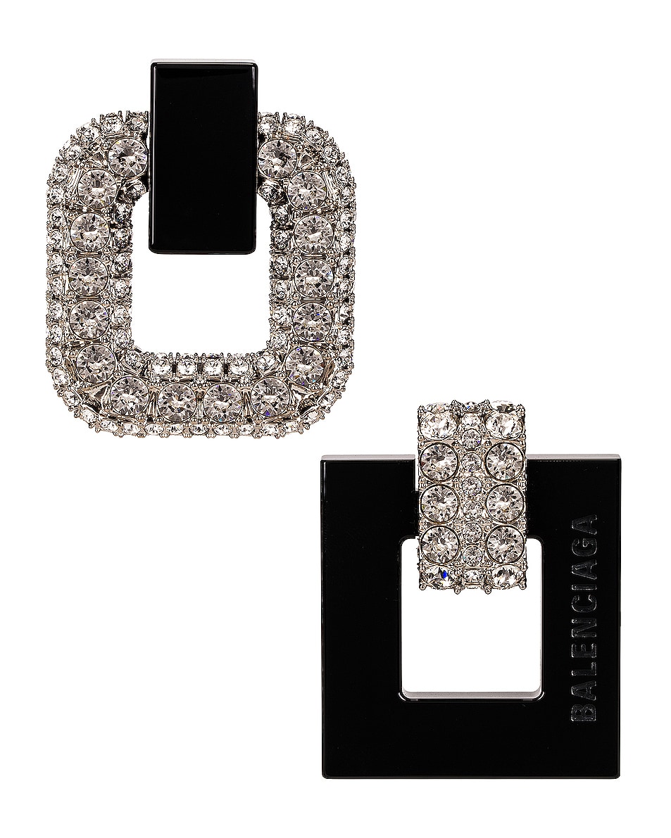Image 1 of Balenciaga Cubic Earrings in Silver & Black