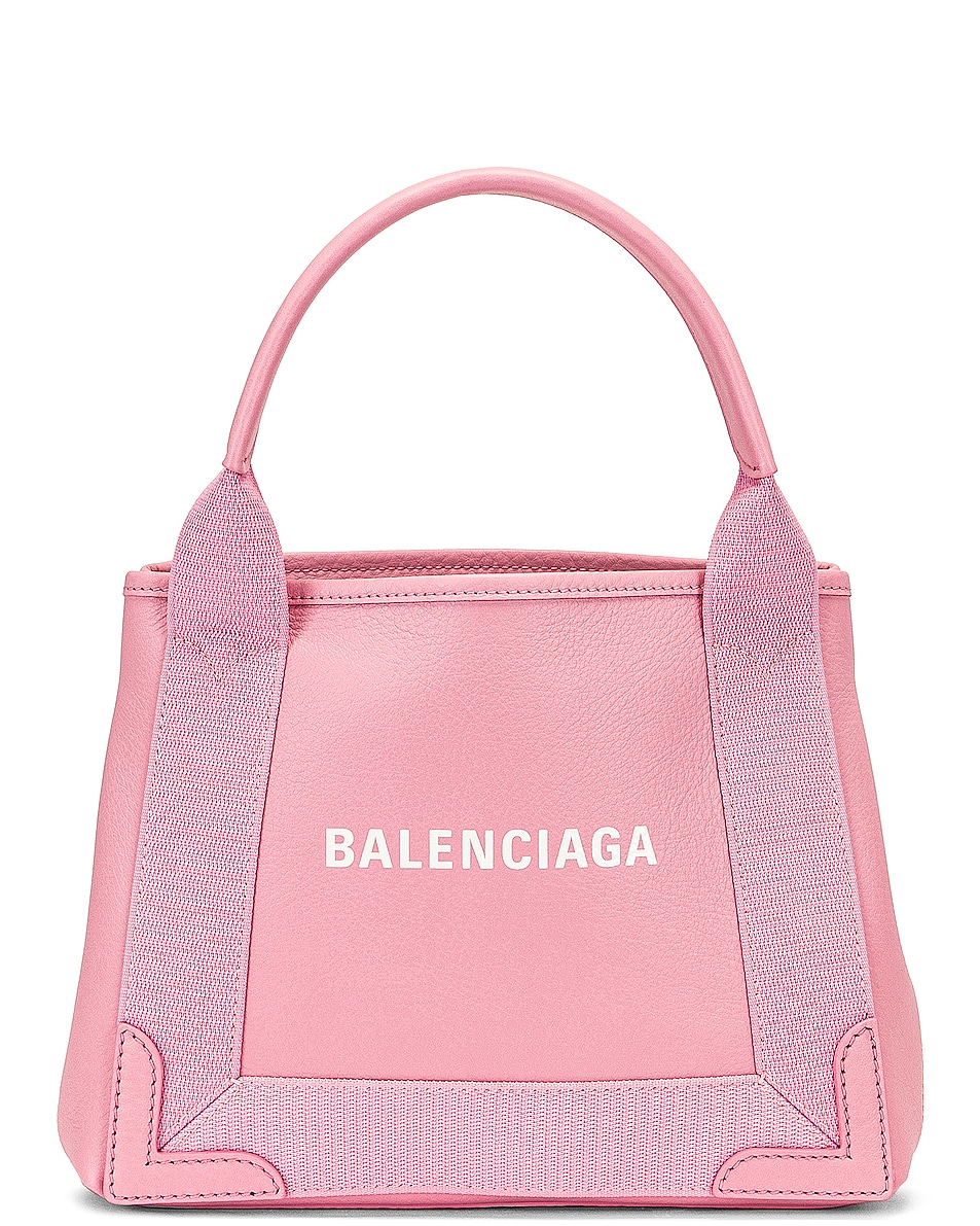 Image 1 of Balenciaga XS Navy Cabas Tote Bag in Candy Pink
