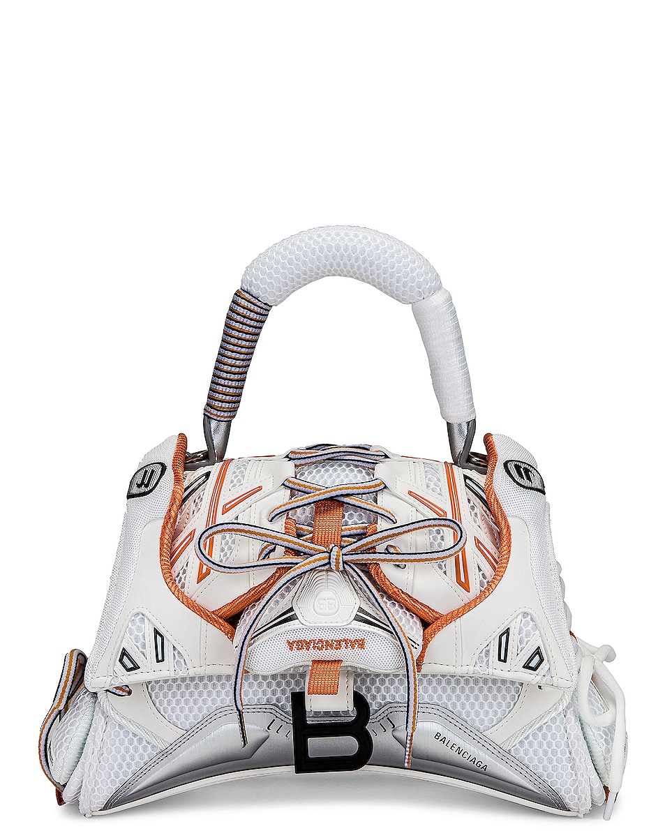 Balenciaga Small Sneakerhead Top Handle Bag in White & Orange FWRD