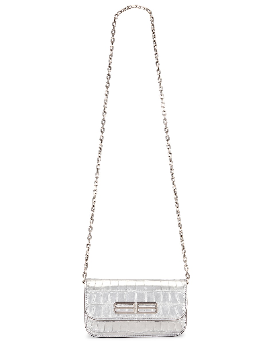 Image 1 of Balenciaga Gossip Wallet On Chain Bag in Silver