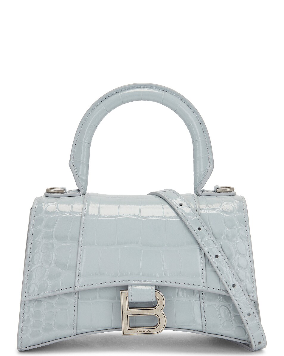 Image 1 of Balenciaga XS Hourglass Top Handle Bag in Ash Blue