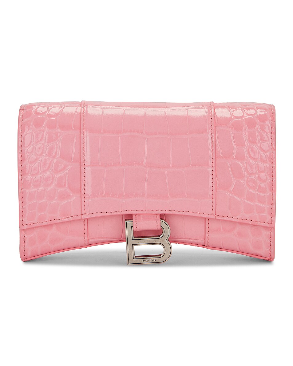 Image 1 of Balenciaga Hourglass Wallet on Chain Bag in Sweet Pink