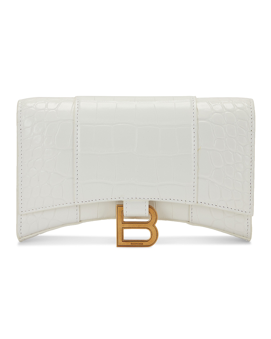 Image 1 of Balenciaga Hourglass Wallet on Chain Bag in Optic White