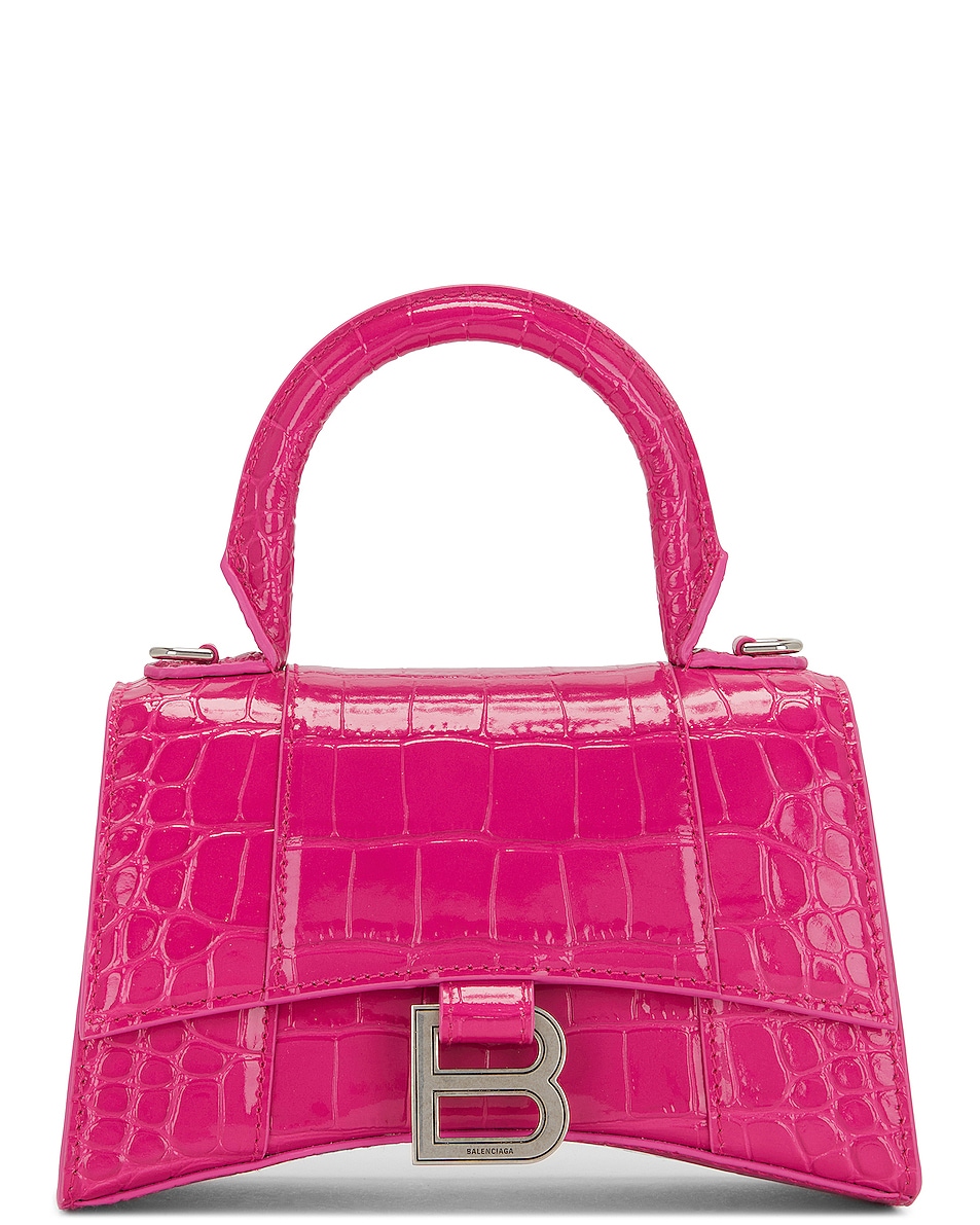 Image 1 of Balenciaga XS Hourglass Top Handle Bag in Lipstick Pink