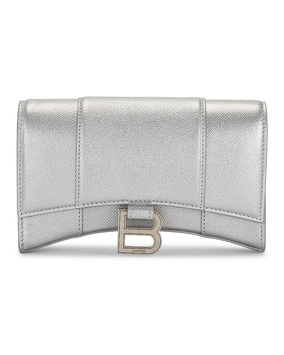 Balenciaga Hourglass Wallet on Chain Bag in Silver FWRD