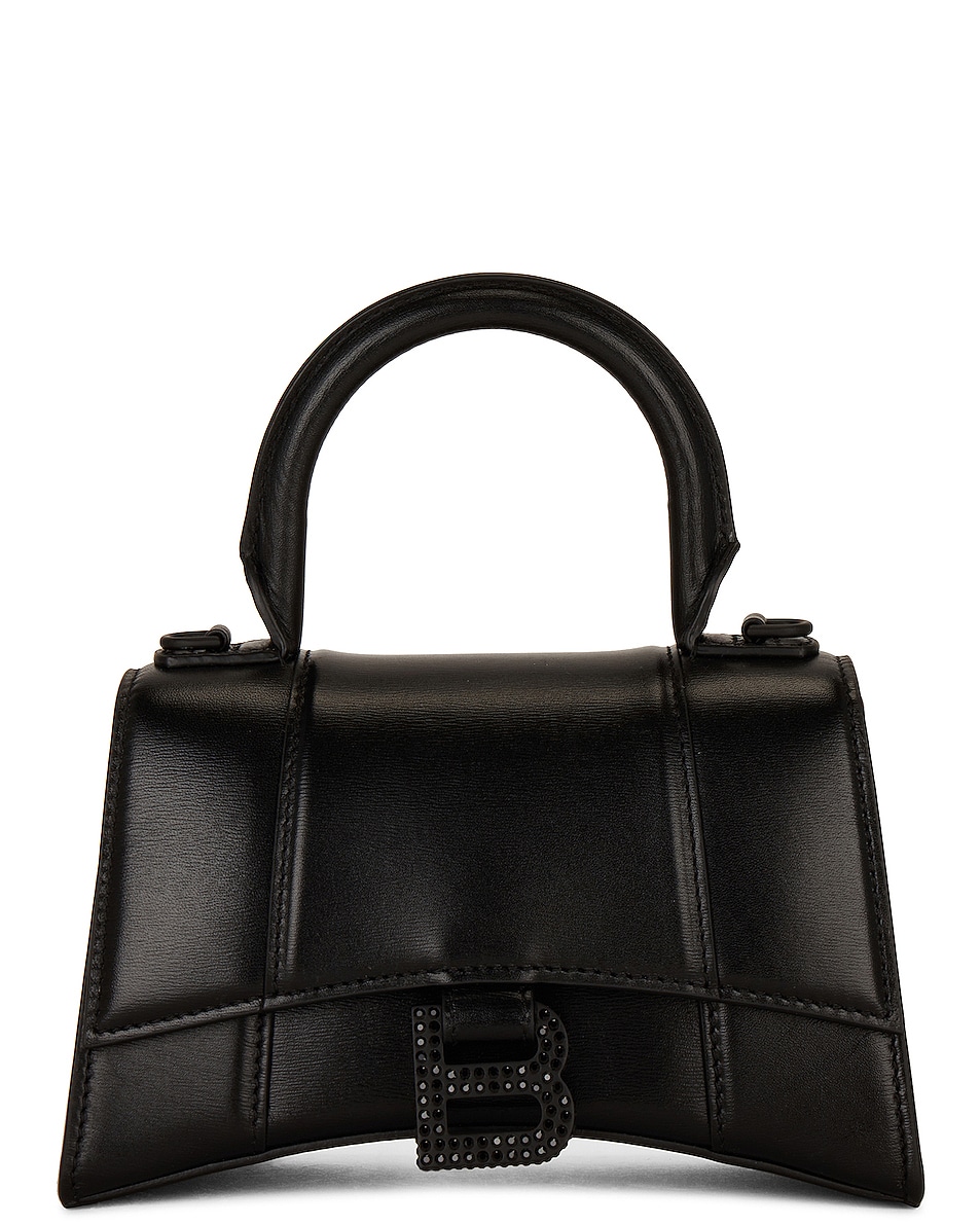 Image 1 of Balenciaga XS Hourglass Top Handle Bag in Black