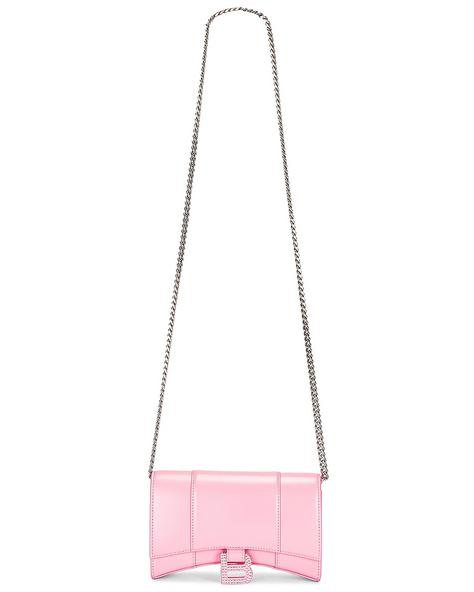 Image 1 of Balenciaga Hourglass Wallet on Chain Bag in Sweet Pink