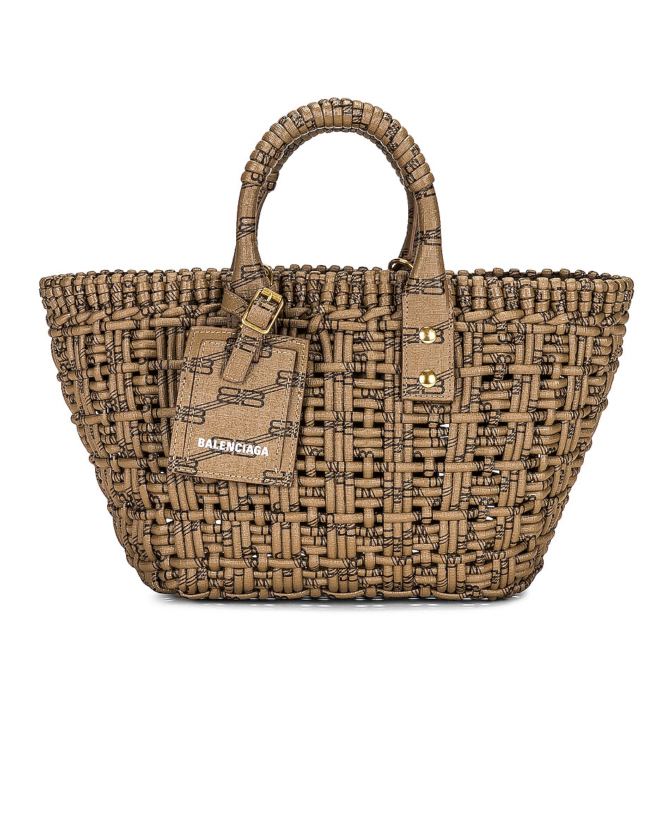 Image 1 of Balenciaga Extra Small Bistro Basket Bag in Beige & Brown