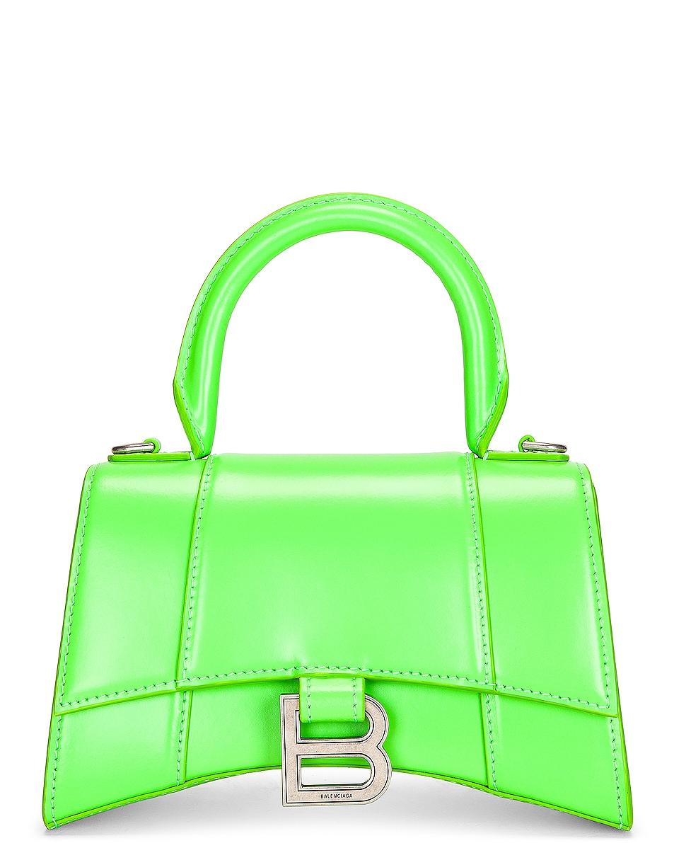 Image 1 of Balenciaga Extra Small Hourglass Top Handle Bag in Acid Green