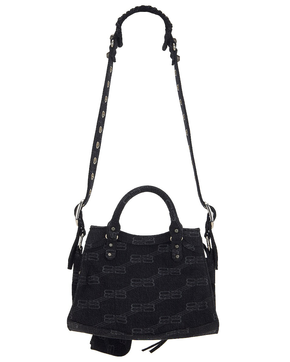 Balenciaga Denim Monogram Neo Le Cagole Bag in Black FWRD