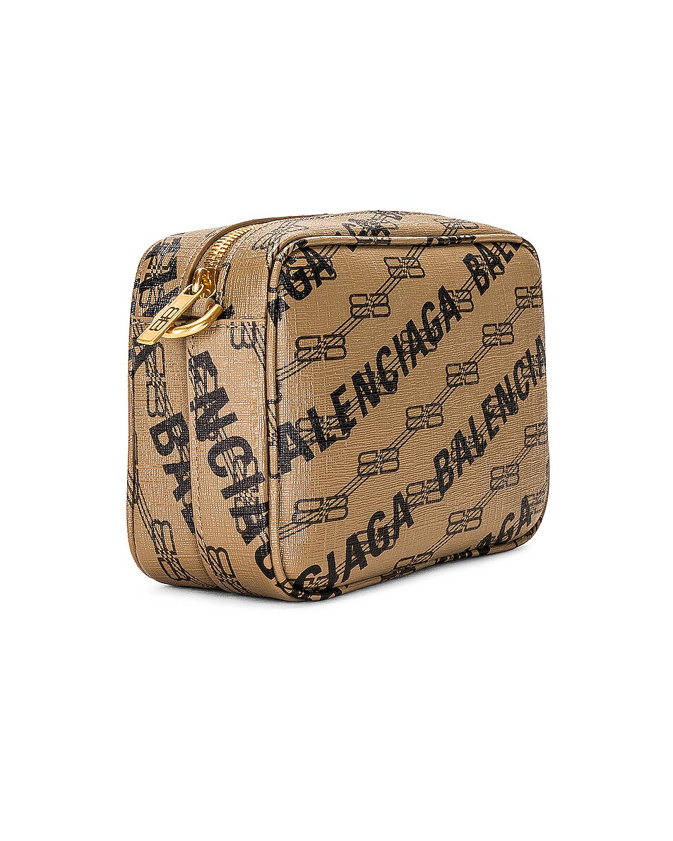 Balenciaga Small Monogram Signature Camera Bag in Beige Brown & Black