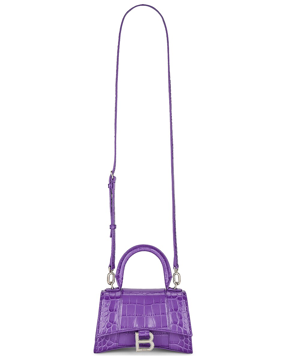 Image 1 of Balenciaga XS Hourglass Top Handle Bag in Purple