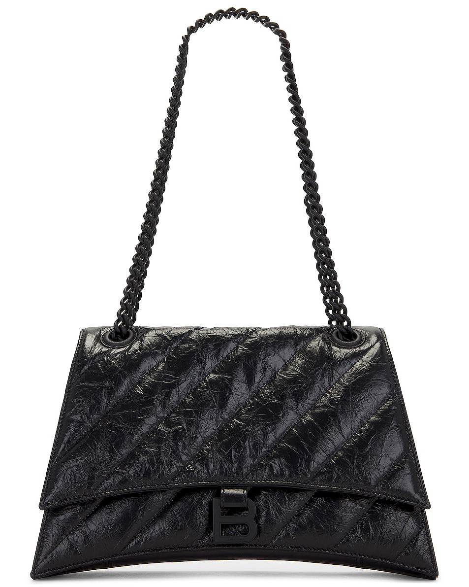 Balenciaga Medium Crush Chain Shoulder Bag in Black | FWRD