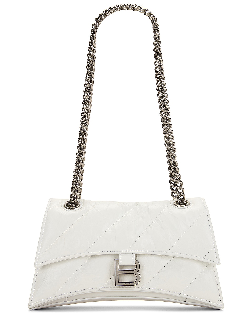 Image 1 of Balenciaga Small Crush Chain Shoulder Bag in Optic White