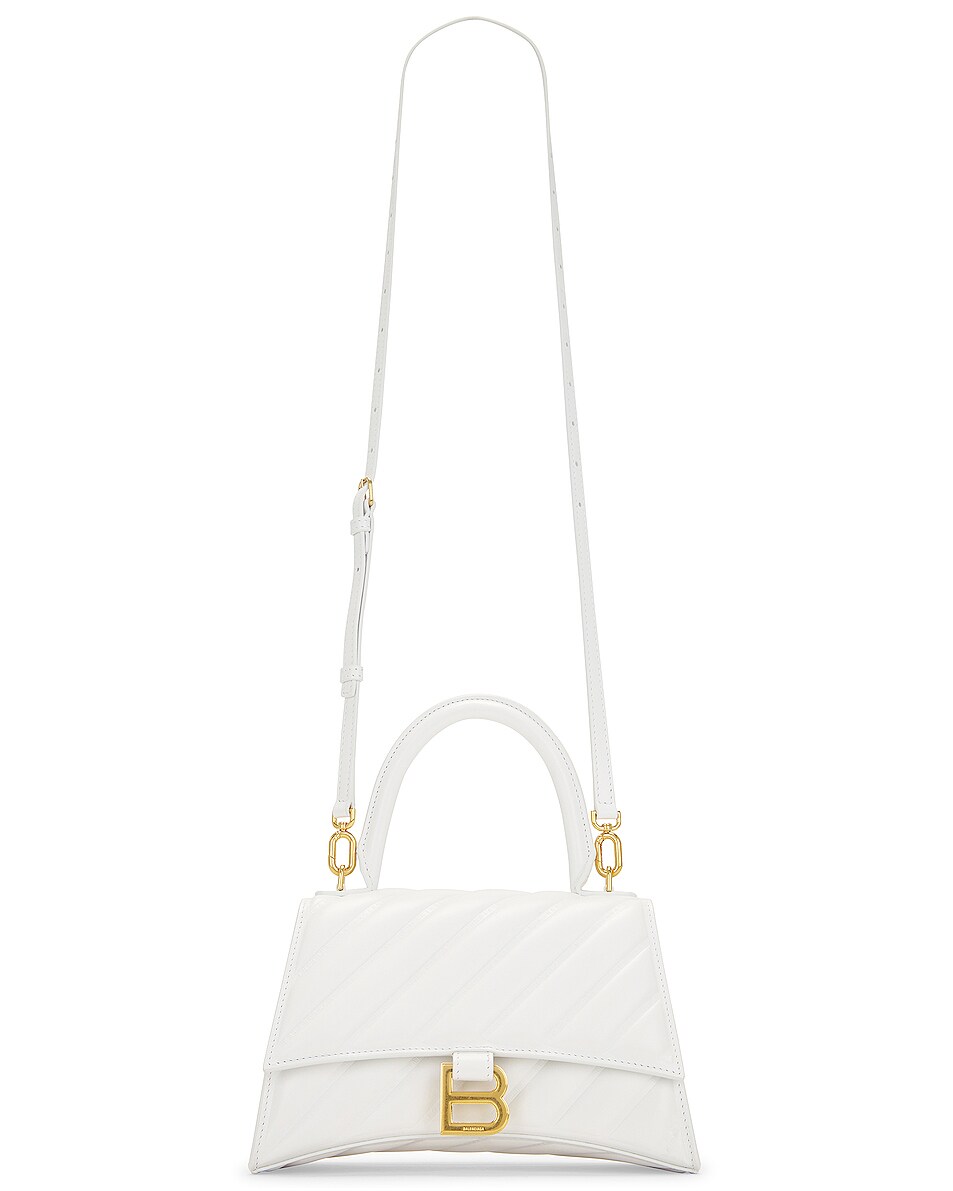 Image 1 of Balenciaga Small Hourglass Top Handle Bag in Optic White