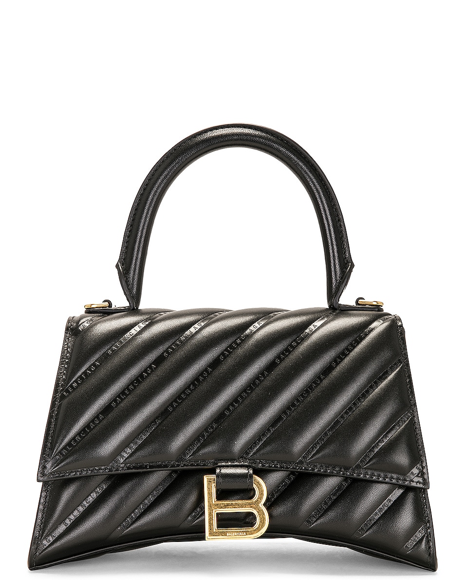 Image 1 of Balenciaga Small Hourglass Top Handle Bag in Black